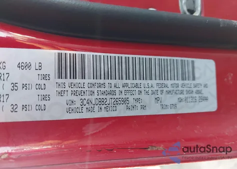 2018 Jeep Compass Latitude 4X4 z USA, uszkodzony, nr VIN 3C4NJDBB2JT265905